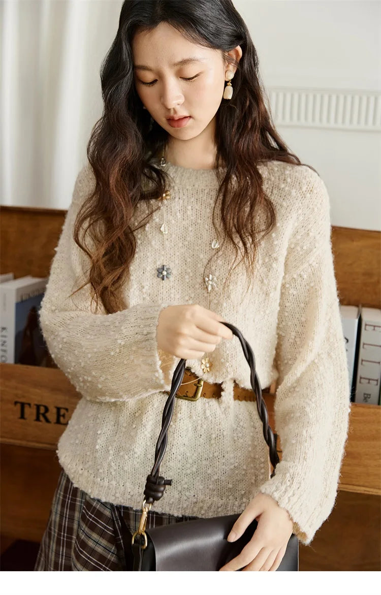 Mishow Belt Waist Drop Shoulder Wool Pullover MXE46Z2582