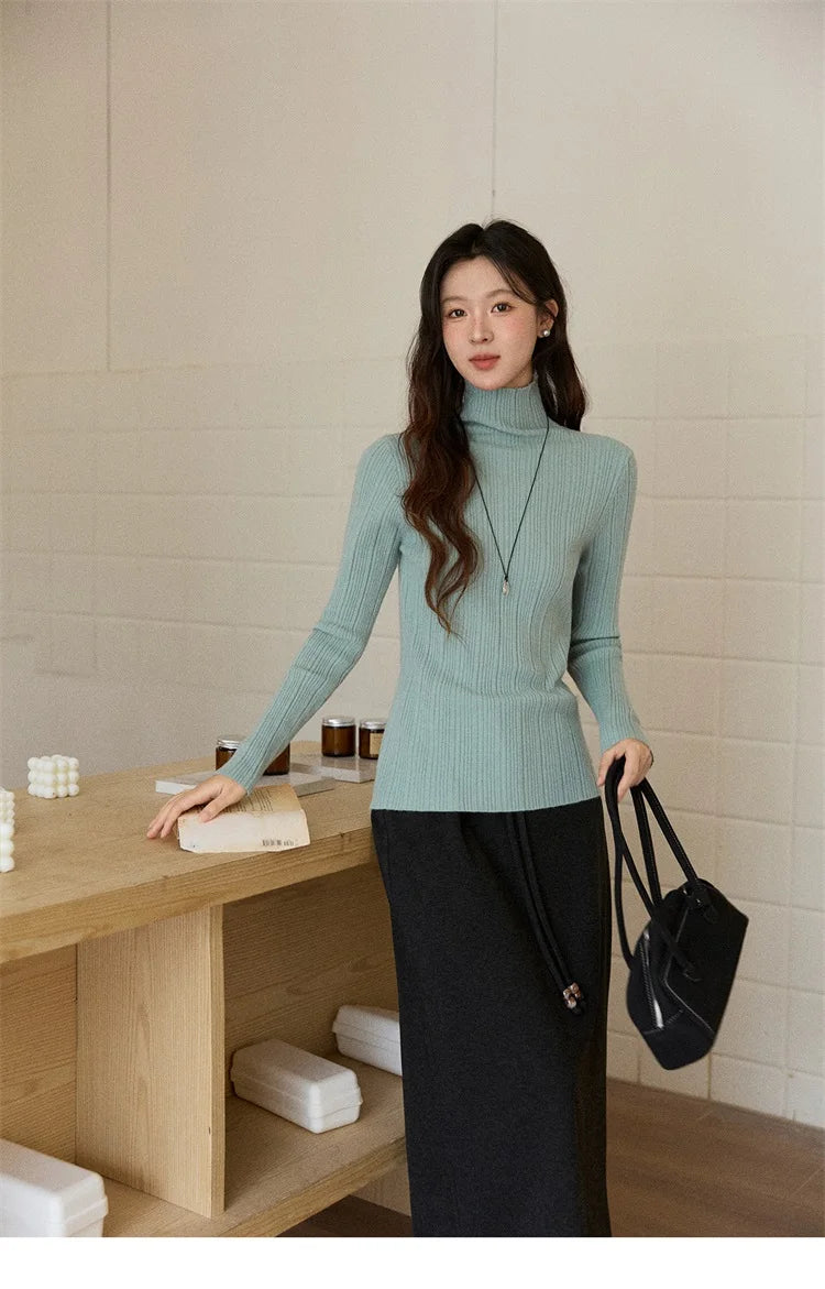 MISHOW Brown Retro High Waist Skirt Back Split Straight Leg MXE90B2447