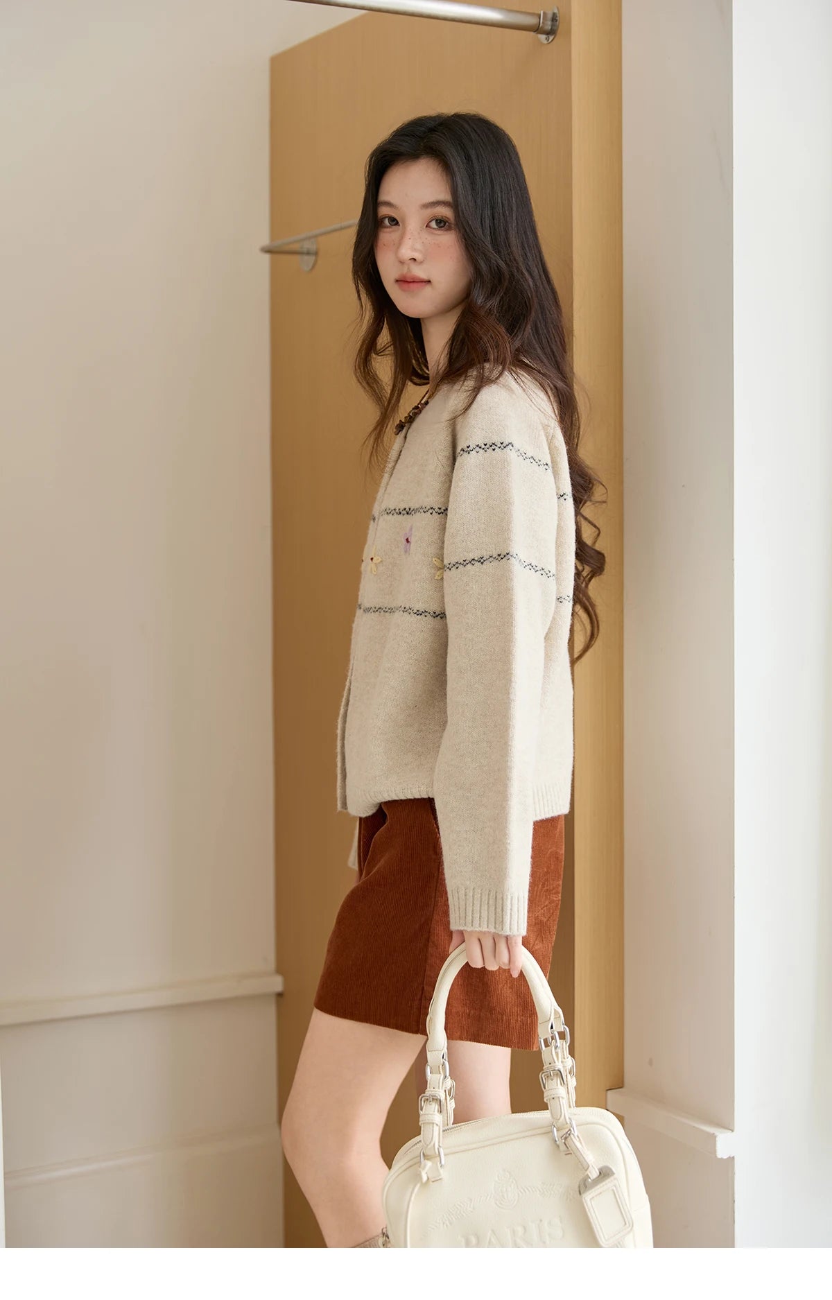 Mishow Blue Flower Embroidered Loose Cardigan MXE46Z2581