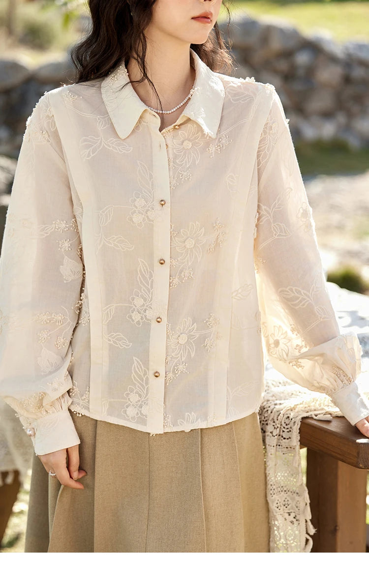 MISHOW 100% Cotton Embroidered Jacquard Shirt Lapel MXE12C0391