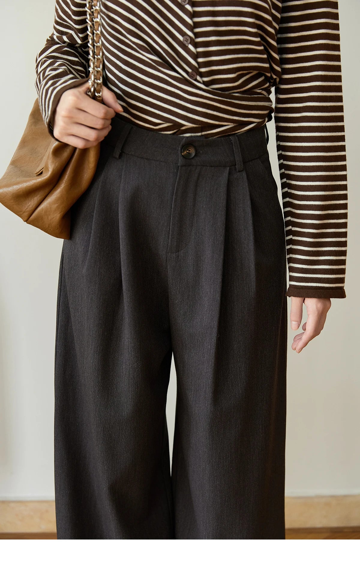 MISHOW Solid Wide-Leg Pants High-Waisted Loose Pockets MXE46K1090