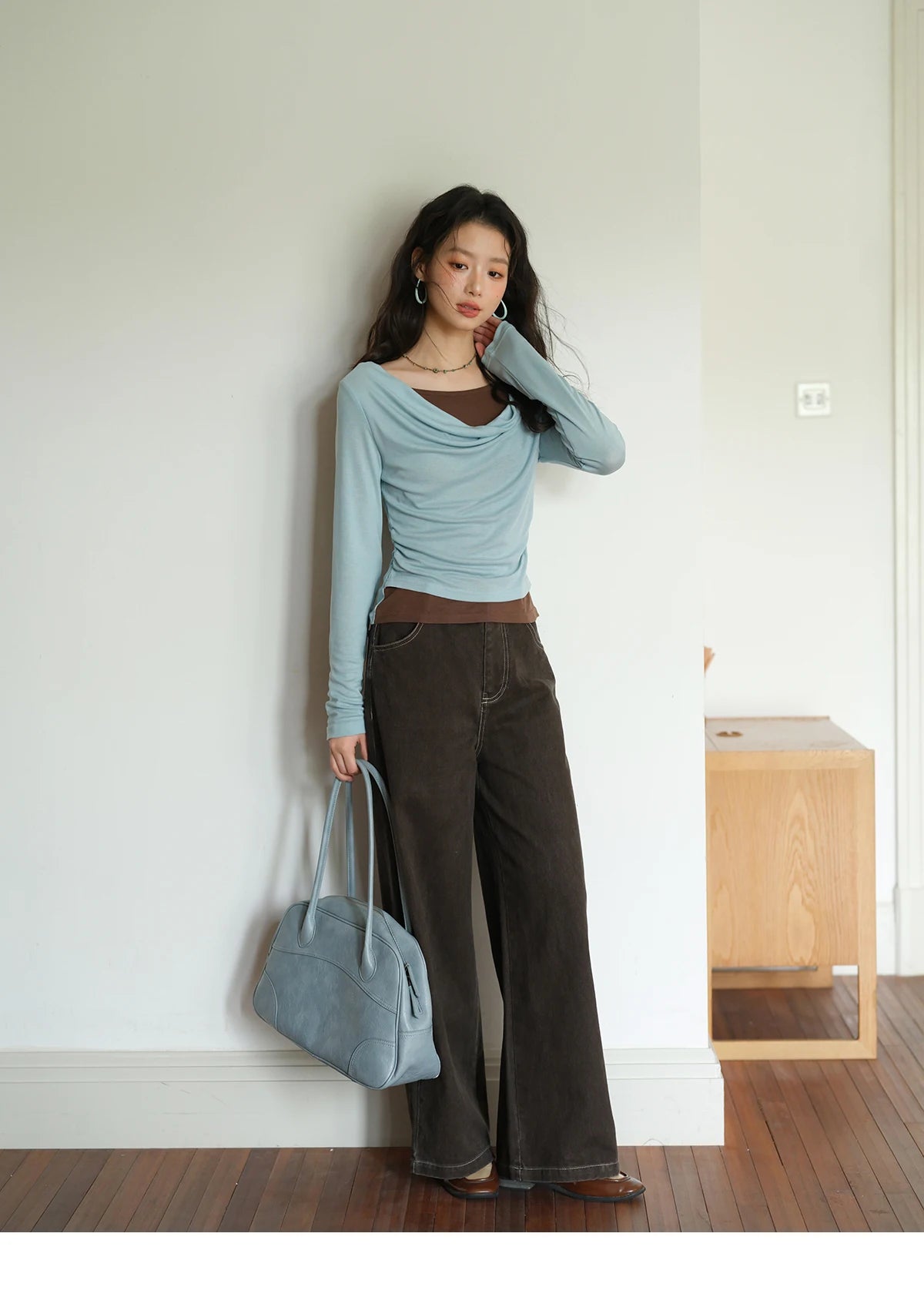 Mishow Multi Colored Fake Two-Piece Swinging Collar Sweater MXE42Z1341