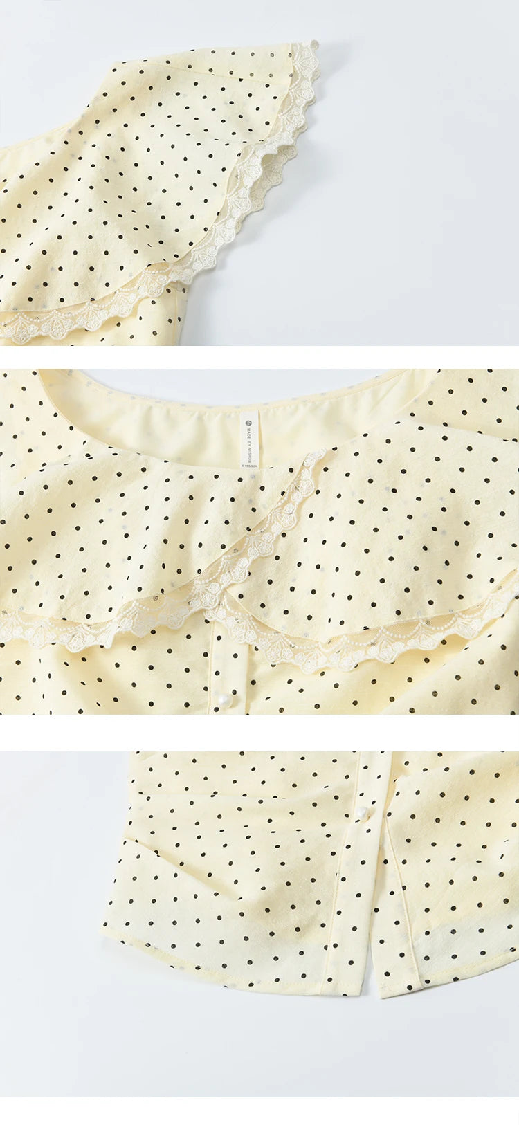 MISHOW Apricot Polka Dot Shirt Ruffle Edge Patchwork Lace MXE34X1783