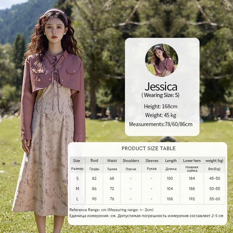 Mishow Leather Patchwork Floral Strap Dress MXD43L2031