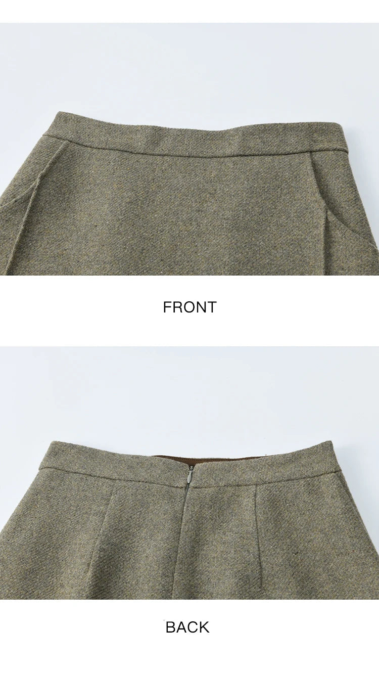 MISHOW Wool A-Line Skirt Rear Hem Slit Versatile Waist MXE46B2426