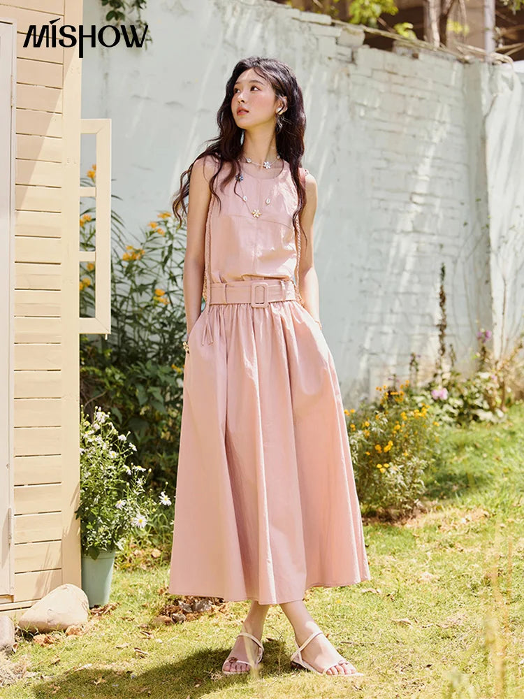 Mishow Hand Woven Fried Dough Twists Waist Belt Dress MXE34L2223