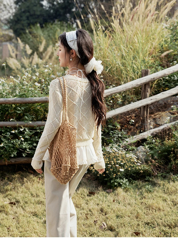 Mishow Square Pattern Starfish Buckle Lazy Cardigan MXE16Z1213