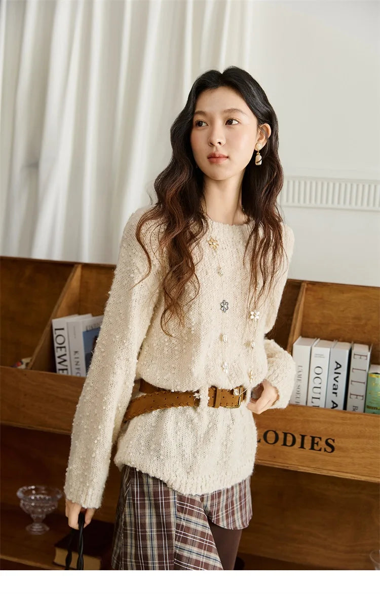 Mishow Belt Waist Drop Shoulder Wool Pullover MXE46Z2582