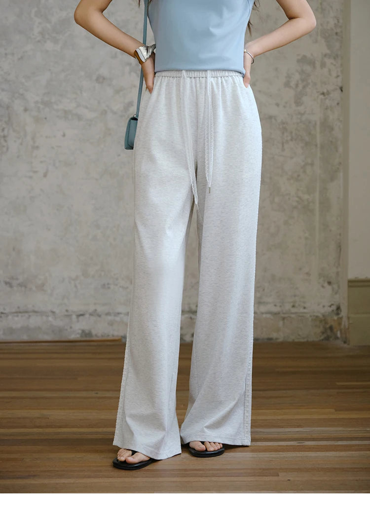 MISHOW Light Grey High Waist Pants Elastic Waist Wide Leg MXE31K0901