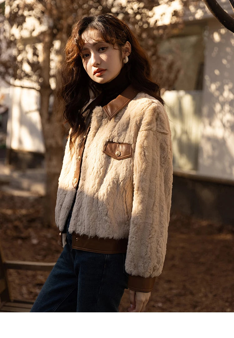 Mishow Lamb Wool Leather Trim Coat MXB43W0490