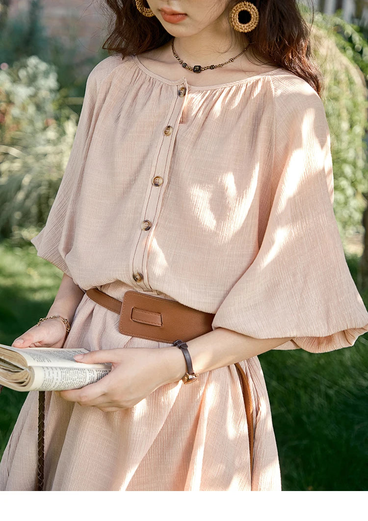 MISHOW French Retro Midi Dress with Belt MXE39L2409