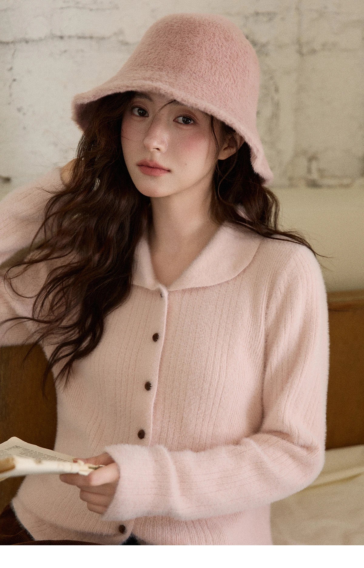 Mishow Yellow Imitation Mink Fur Turn-Down Cardigan MXE89Z2671