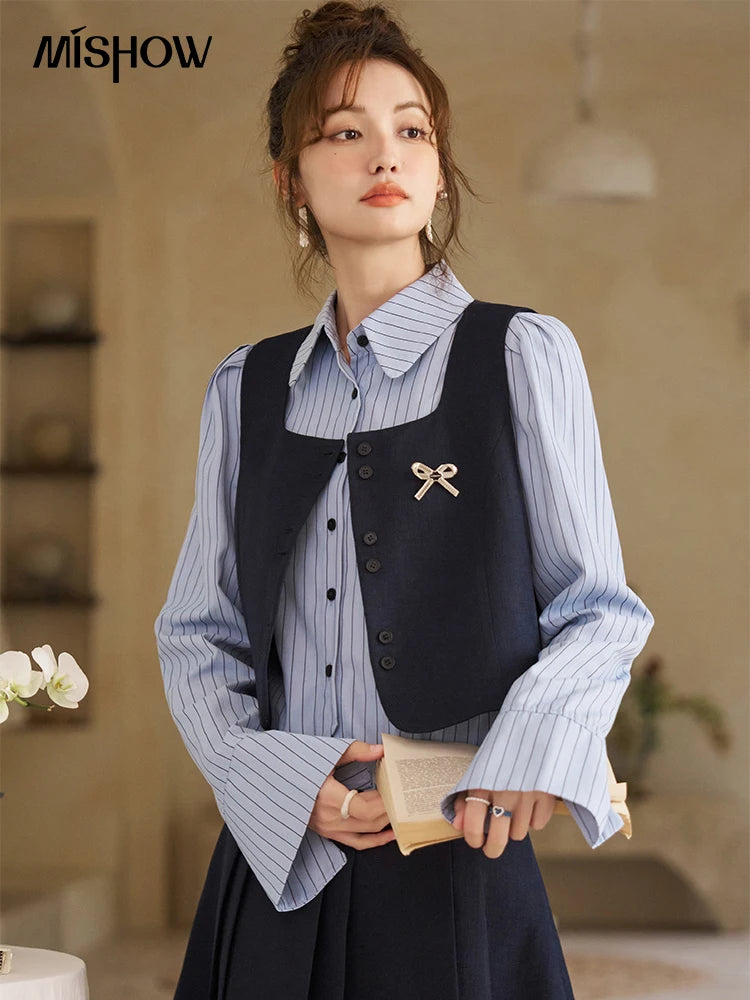 Mishow French Bow Square Neck Vest Coat MXD12W0294