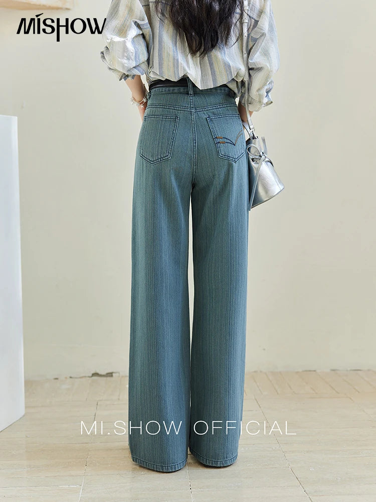 Mishow Embroidery Pockets Straight Leg Jeans MXE14K0870