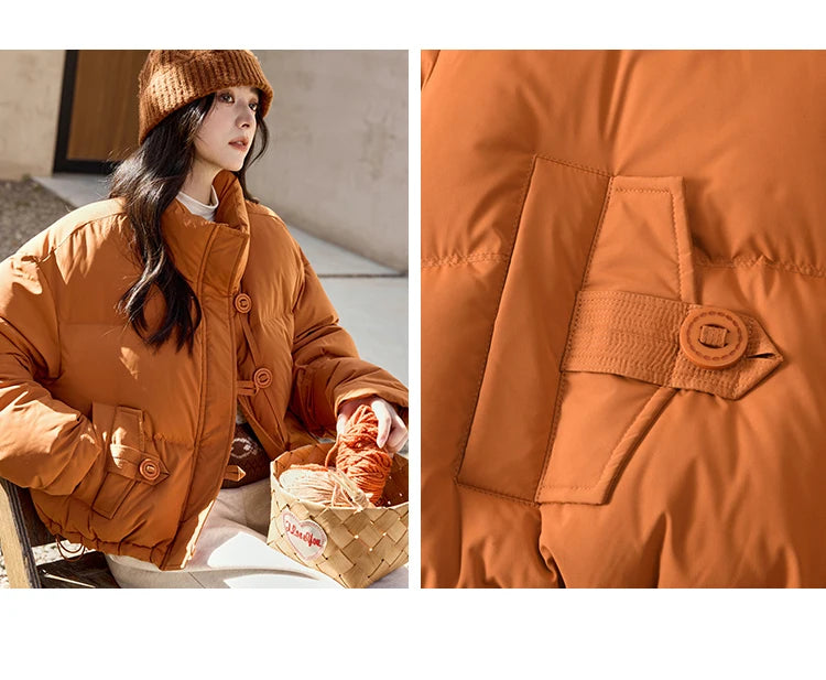 Mishow Minimalist Zipper Short Down Jacket MXD42Y0047