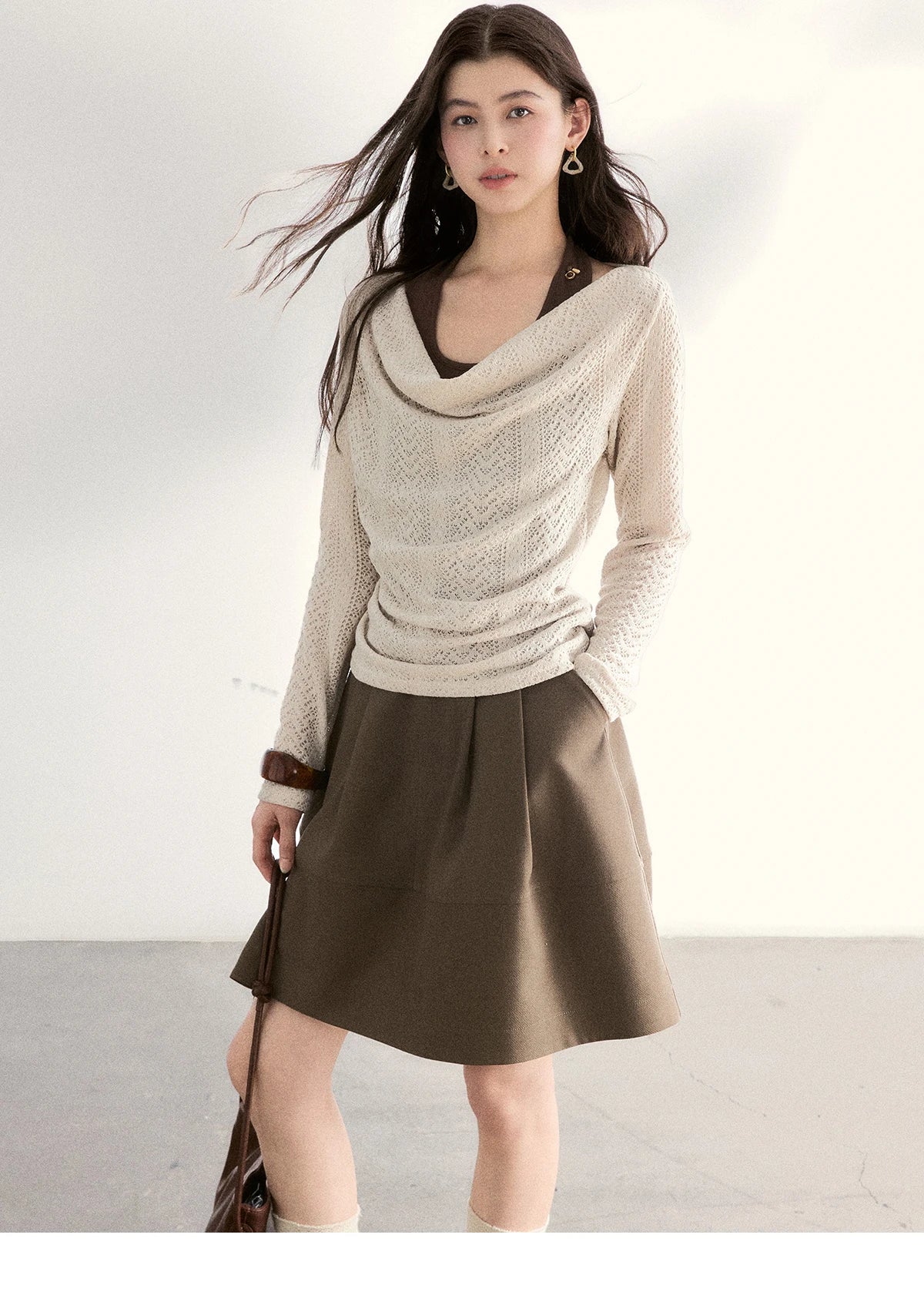 Mishow A-Line Flower Bud Pleated Skirt MXF108B0767