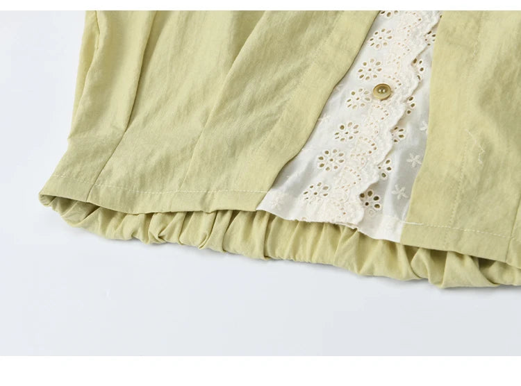 MISHOW Green Fake Two Piece Shirt Lace Patchwork Lapel MXE41C2348