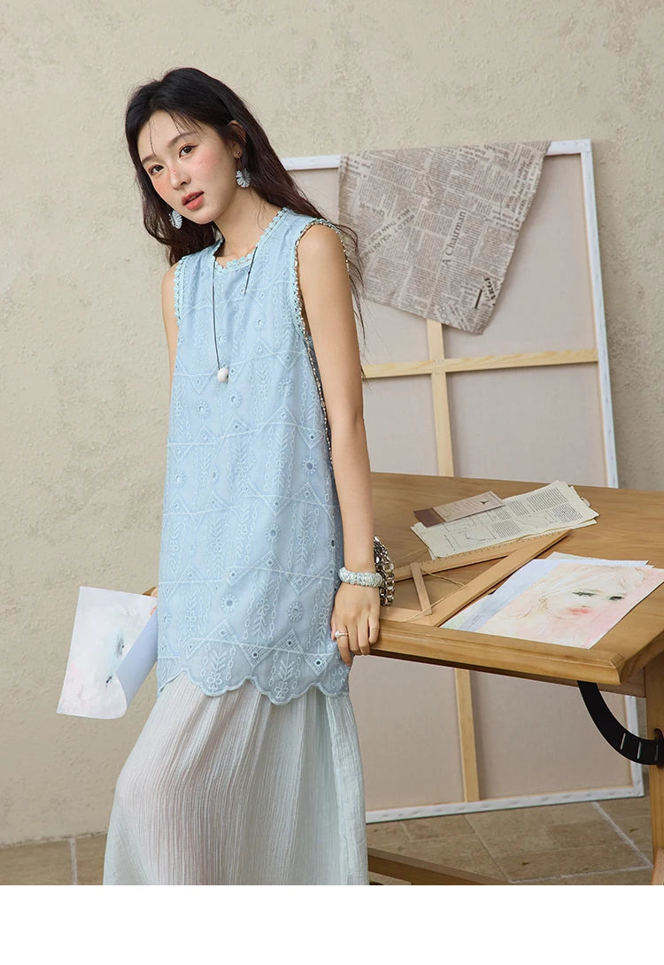Mishow French Embroidery Fake Two-Piece Vest Dress MXE34L2311