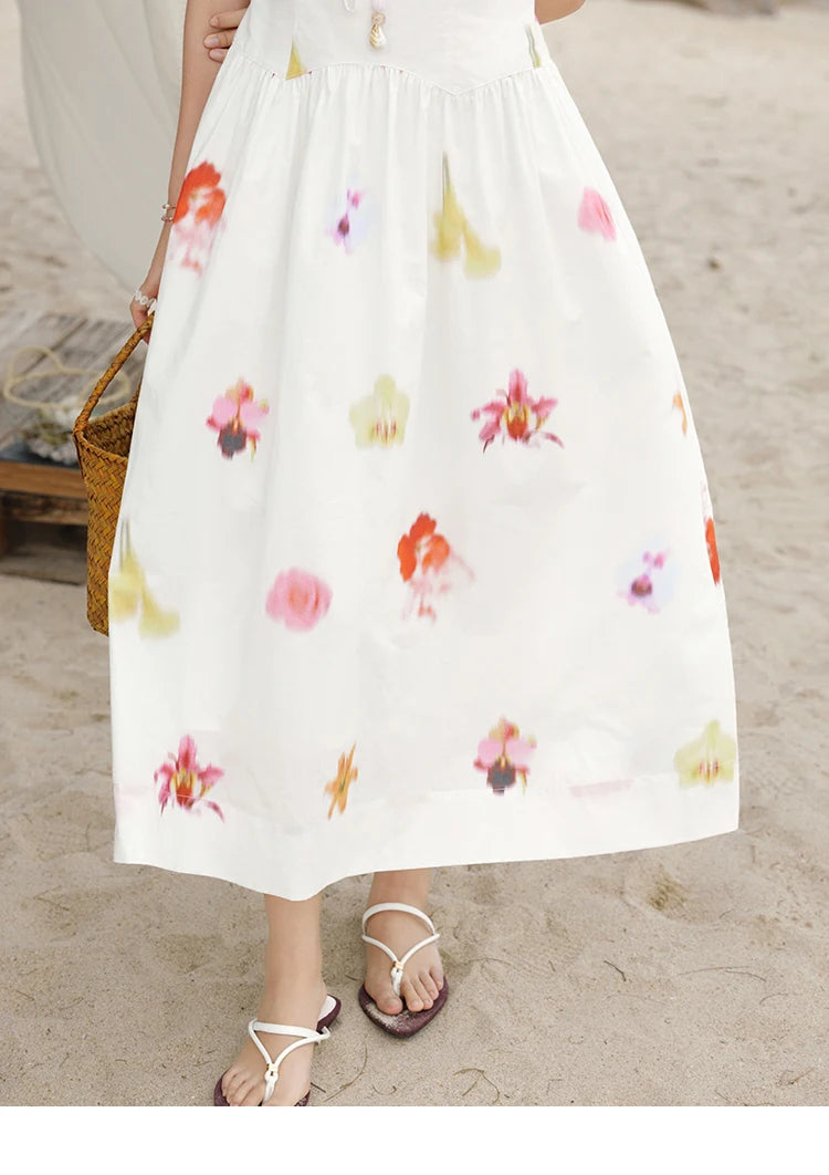 MISHOW Korean Cotton Print Drawstring Dress MXE32L2212