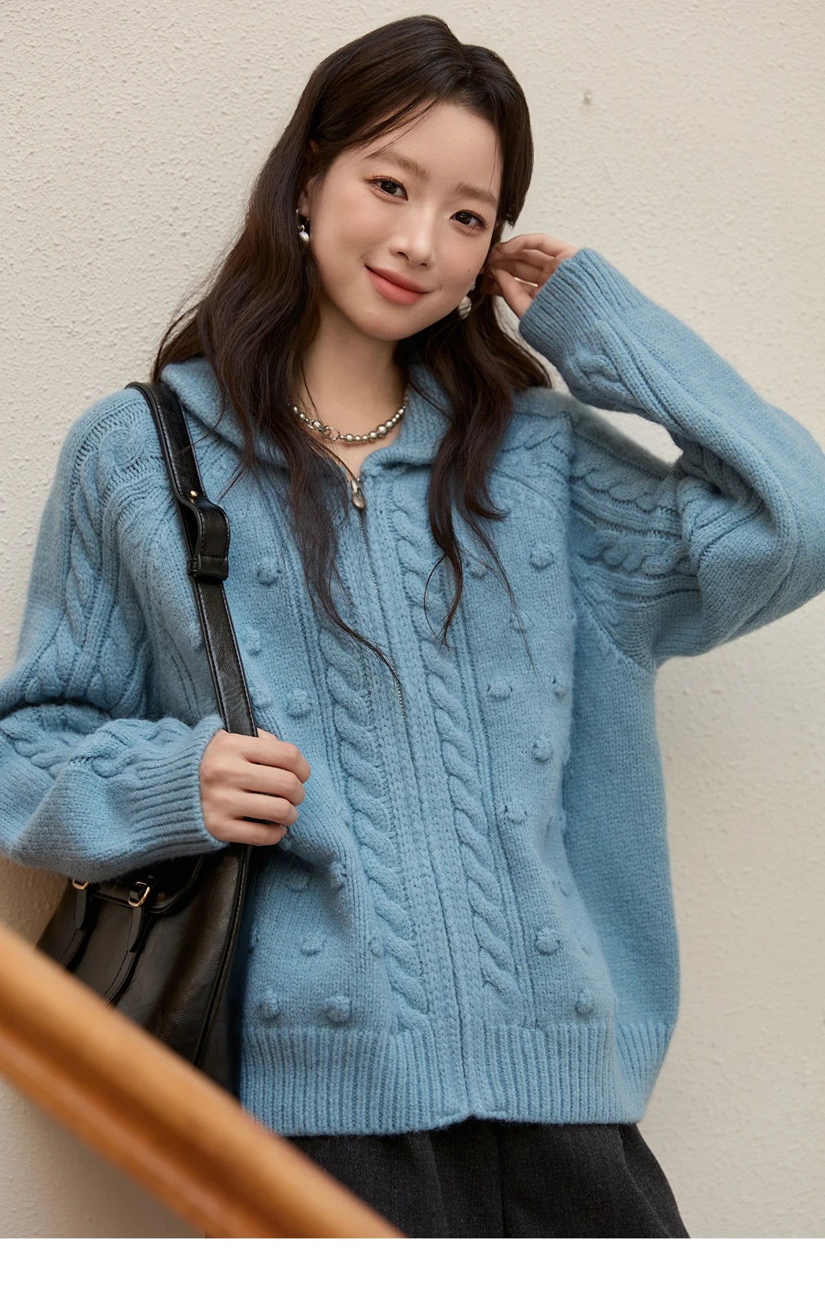 Mishow Yellow Zipper Turn-Down Collar Cardigan MXE49Z2619