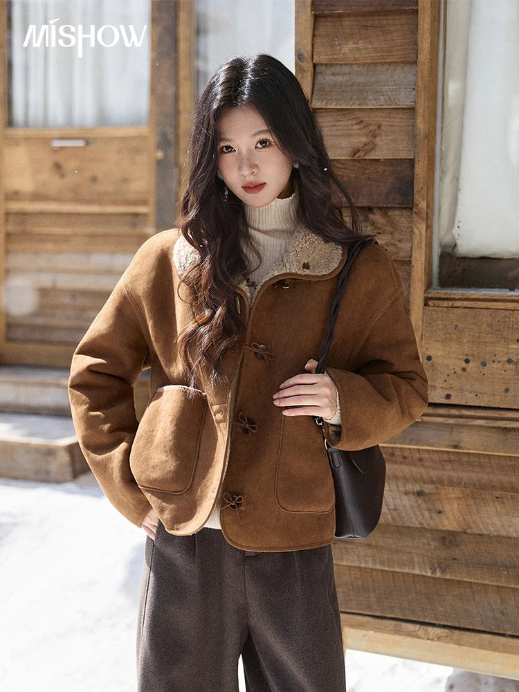 Mishow Brown Reversible Shearling Coat MXE93W1012