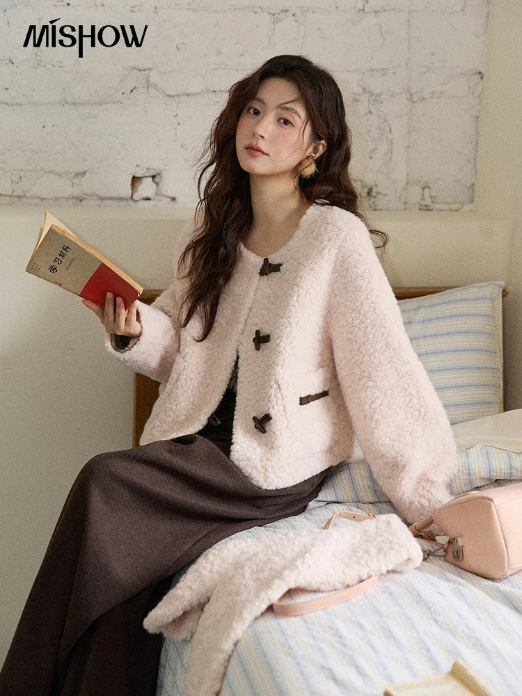 MISHOW French Style Round Neck Jacket Toggle Button Loose MXE87W0988
