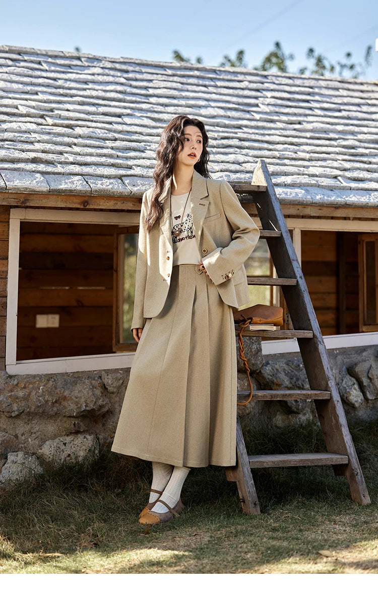 Mishow Vintage Blazer & Pleated Skirt Set MXE11W0712
