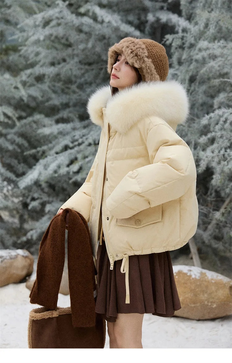 Mishow Short Detachable Fur Collar Down Jacket MXE87Y0084