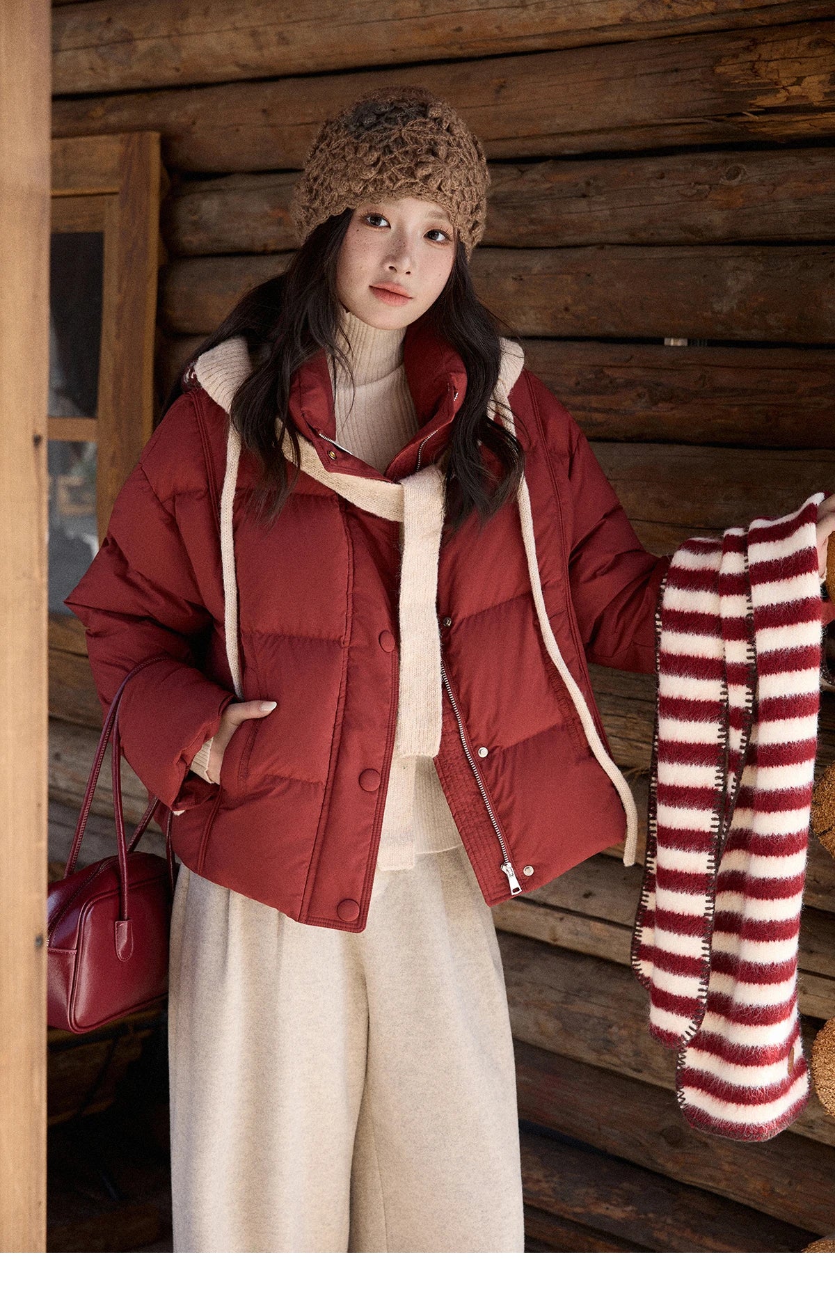 Mishow Christmas Jacquard Hat Down Jacket MXE90Y0086