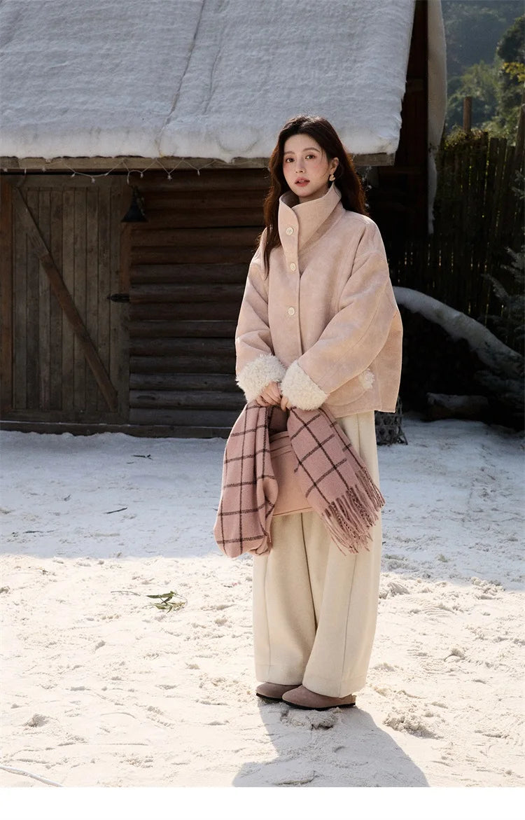 MISHOW Double Sided Lamb Wool Coat Lapel Pockets MXE91W1015