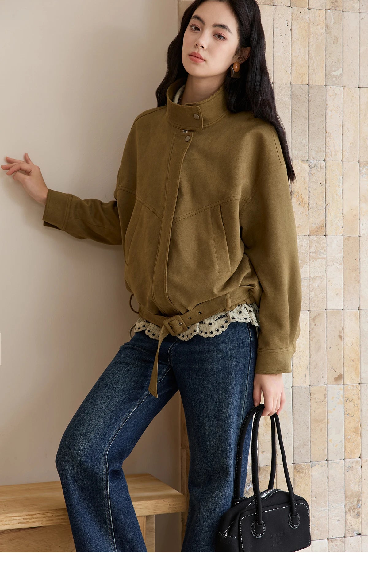 MISHOW Retro Stand Collar Jacket Slim Design Zipper MXE49W0853