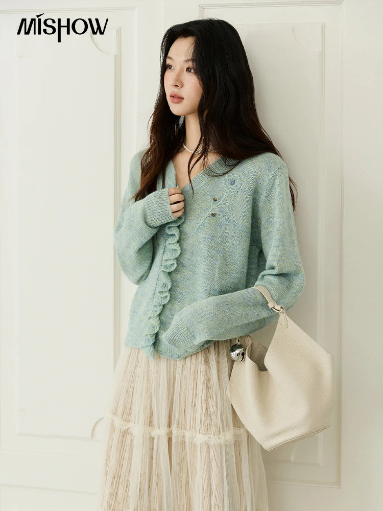 Mishow French Flower Embroidered V-Neck Cardigan MXE47Z2498