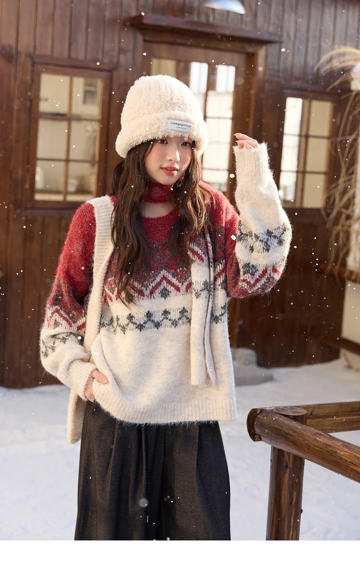 Mishow Christmas Fair Isle Sweater with Scarf MXE51Z2628