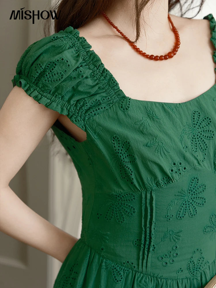 MISHOW French Square Neck Puff Sleeve Dress MXE39L2325