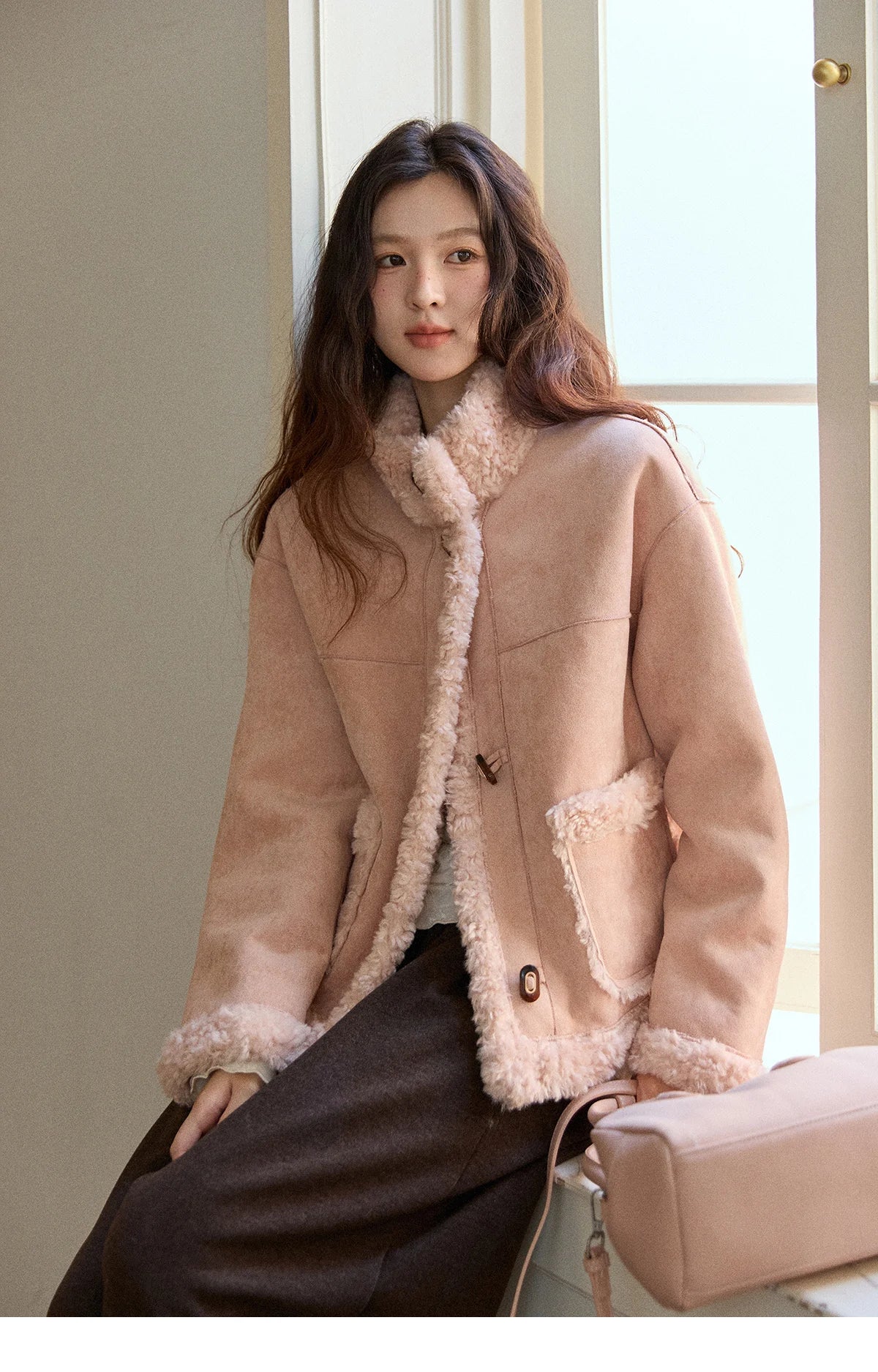 MISHOW Suede Composite Fur Jacket Stand-Up Collar Windproof MXE87W0941