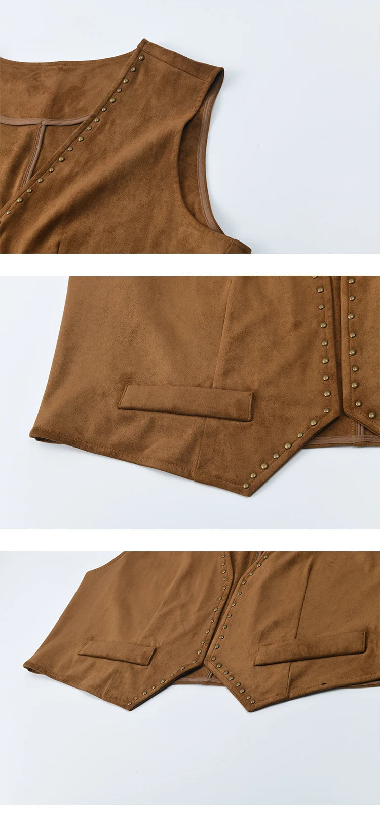 Mishow French Suede Rivet V-Neck Vest MXE46L2518