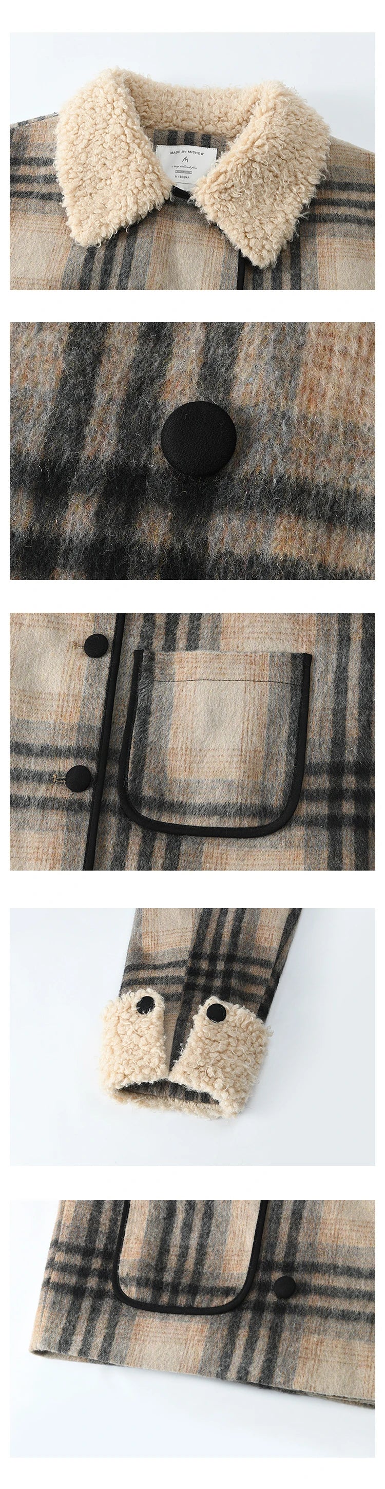 Mishow Retro Plaid Lamb Wool Tweed Jacket MXD56W0536