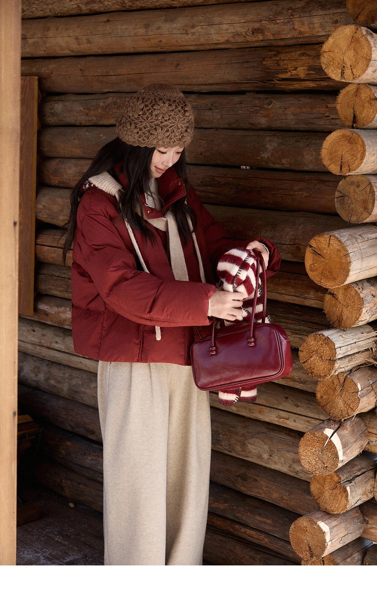 Mishow Christmas Jacquard Hat Down Jacket MXE90Y0086