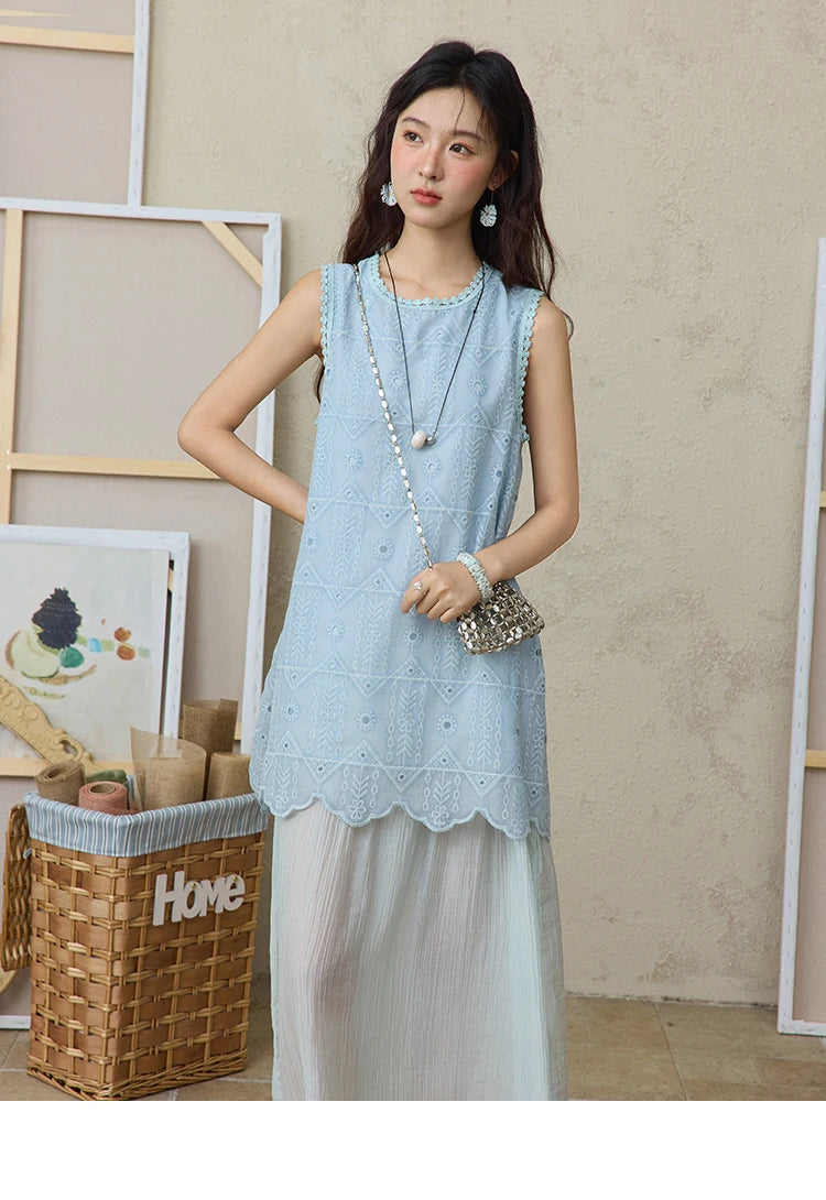 Mishow French Embroidery Fake Two-Piece Vest Dress MXE34L2311