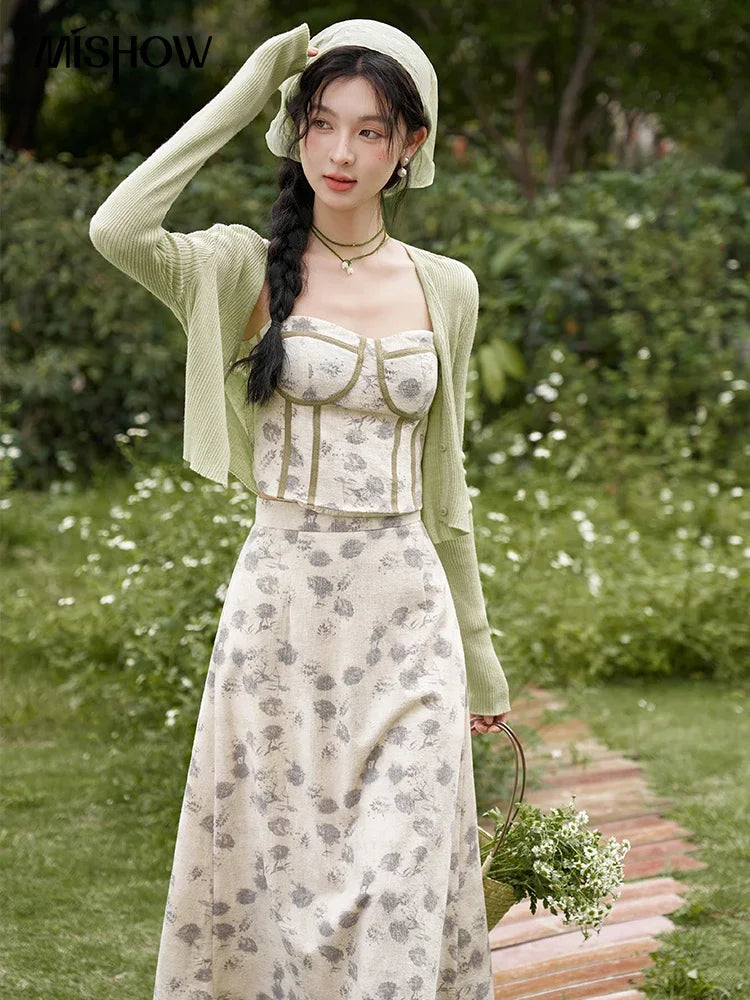 Mishow Floral Camisole Top & Elastic Waist Skirt Set MXD14D0026