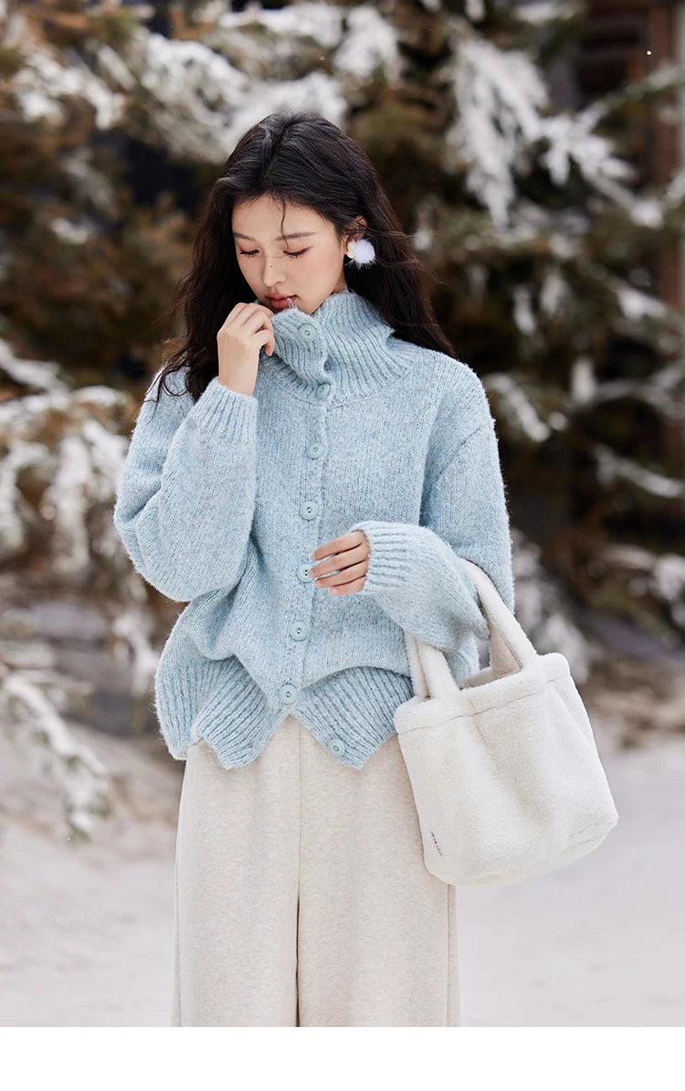 Mishow Turn Down Collar Wool Blend Cardigan MXD59Z1136