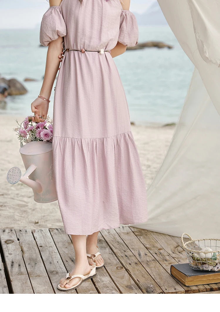 MISHOW Korean Halter Neck Jacquard Dress MXE32L2182