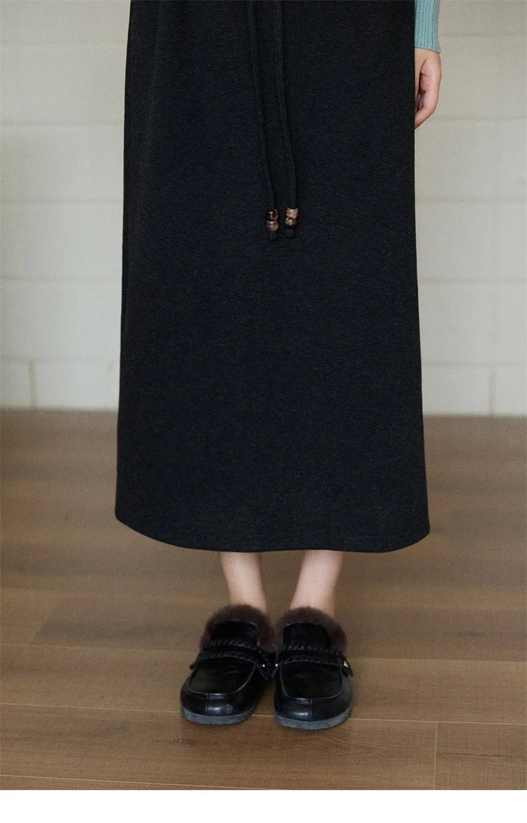 MISHOW Brown Retro High Waist Skirt Back Split Straight Leg MXE90B2447