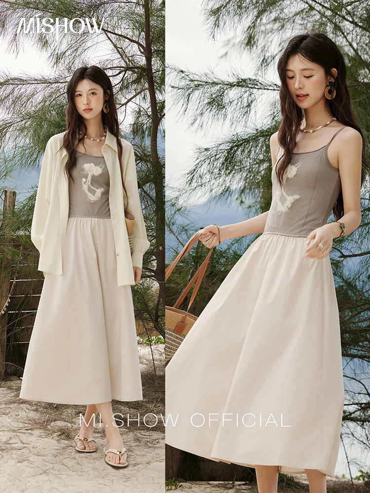 Mishow French Color Matching Knit Camisole Dress MXE13L2082