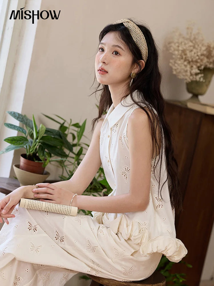 MISHOW Cotton Butterfly Hollow Lace Shirt with Tube Top MXE34X1808