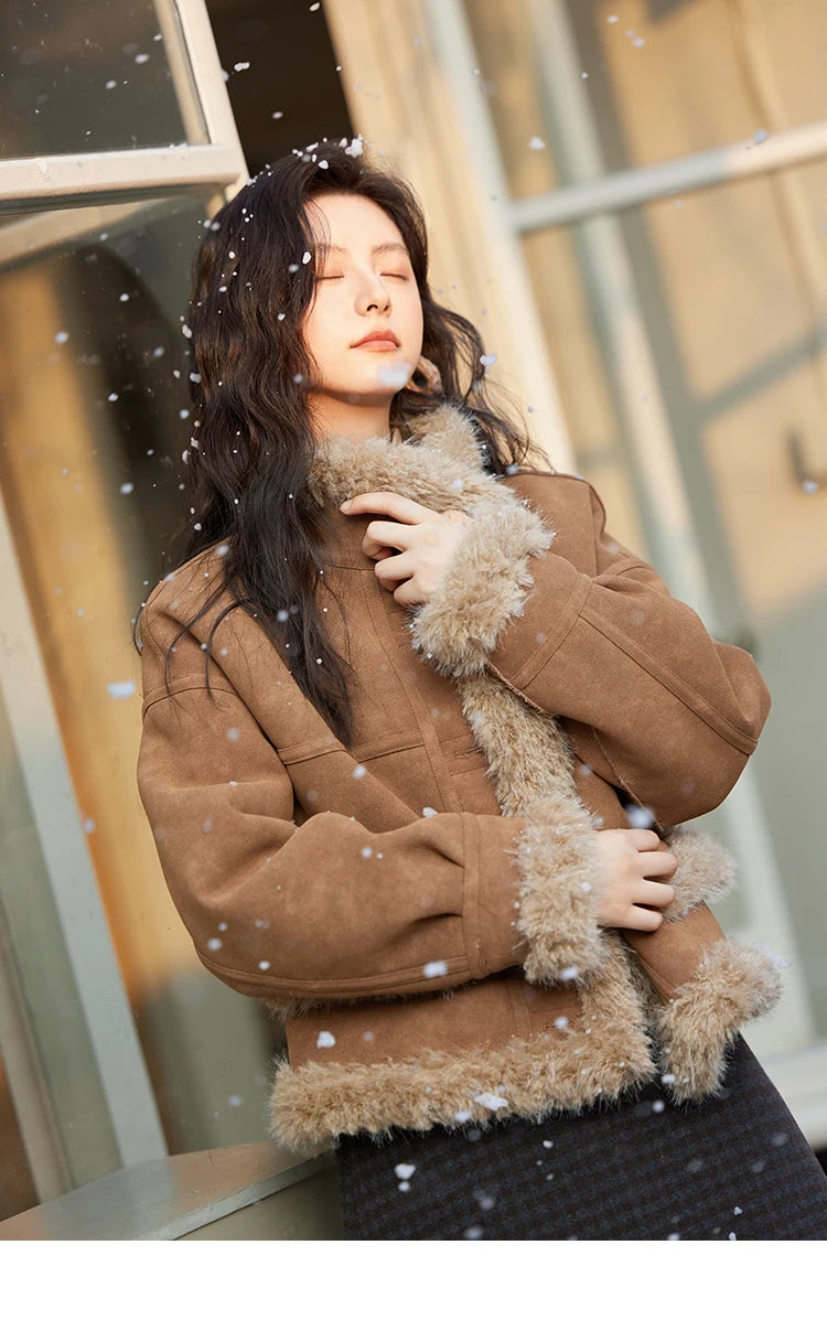 MISHOW Faux Fur Jacket Turn Down Collar Reversible MXD55W0648