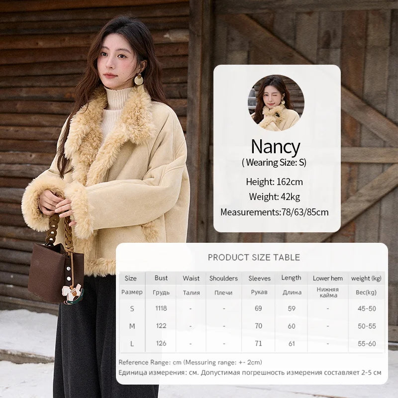 Mishow Yellow Stand-Up Collar Shearling Coat MXE92W1017