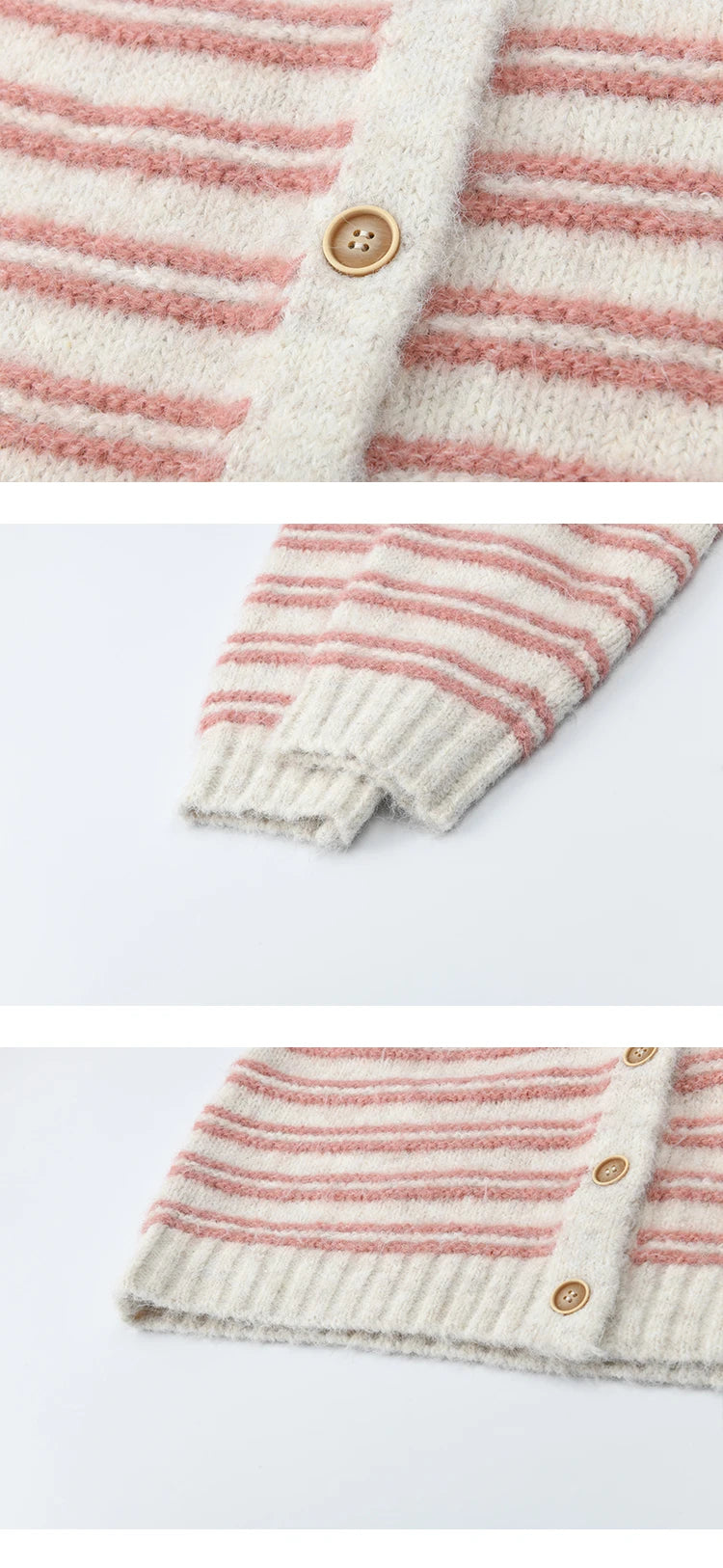 Mishow Pink Striped Wool Blend Cardigan MXE49Z2615