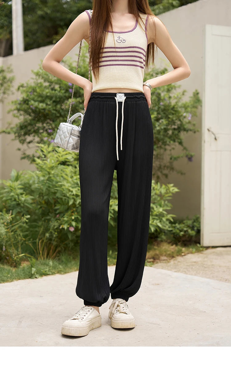 MISHOW High Waist Slim Straight Pants Elastic Ankle-Length MXC33K0069