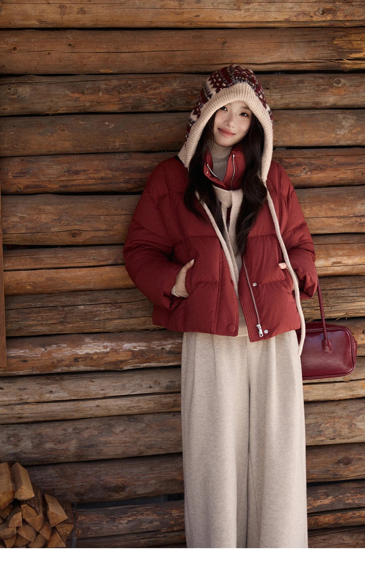 Mishow Christmas Jacquard Hat Down Jacket MXE90Y0086